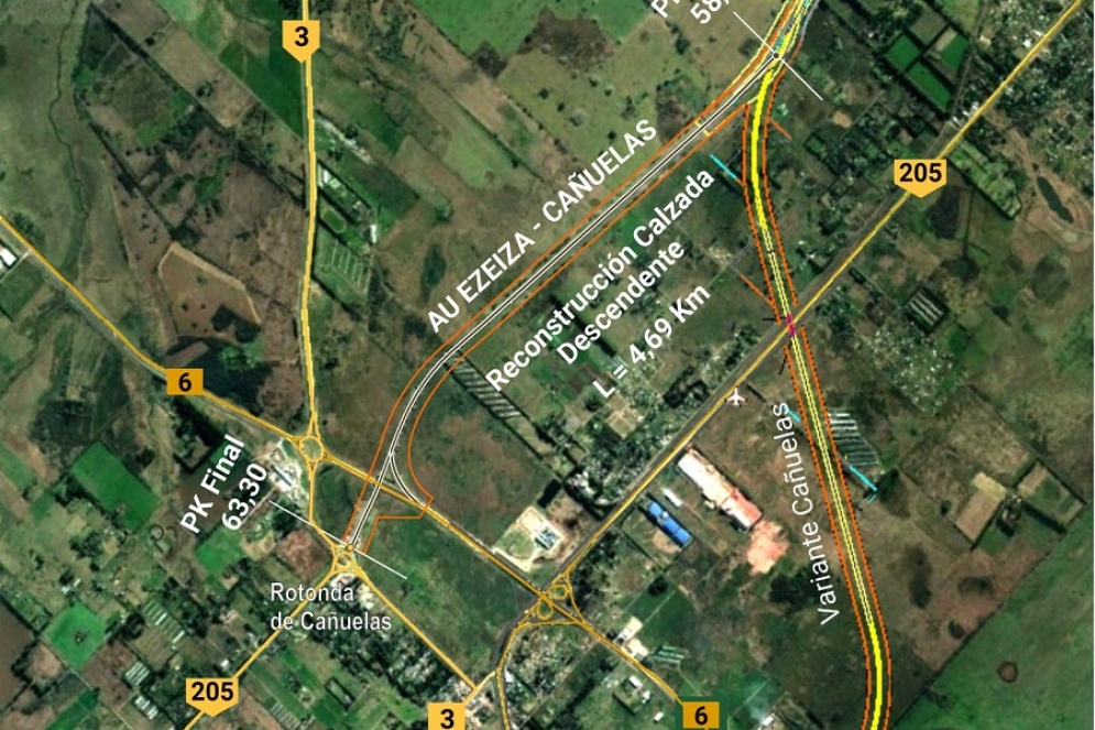 El mapa con las modificaciones que se realizarán en la bajada de la Autopista. 