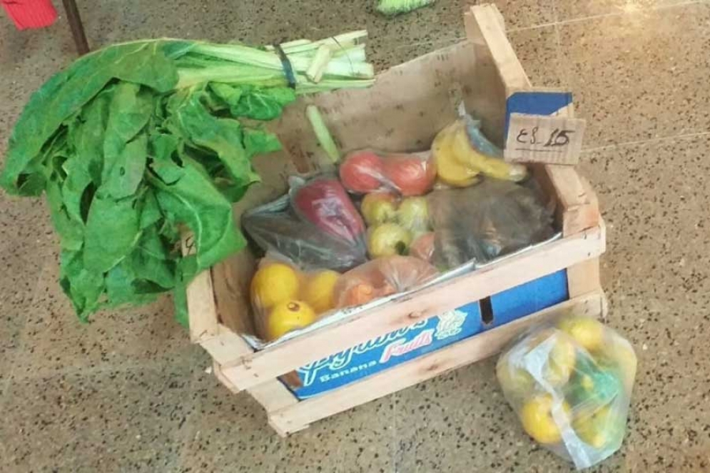 El cajón de frutas que generó la polémica. 