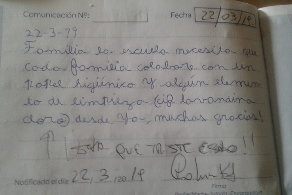 El pedido escrito por los mismísimos alumnos. 