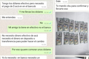 Captura de la charla entre el estafador y el cuñado de la víctima, ya sabiendo del intento de fraude.